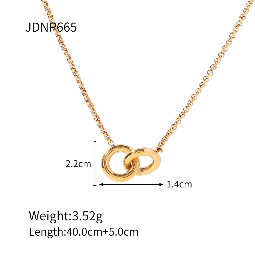 Titanium steel clavicle necklace with geometric pendant and gold-plated minimalist design
