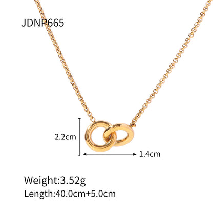 Titanium steel clavicle necklace with geometric pendant and gold-plated minimalist design