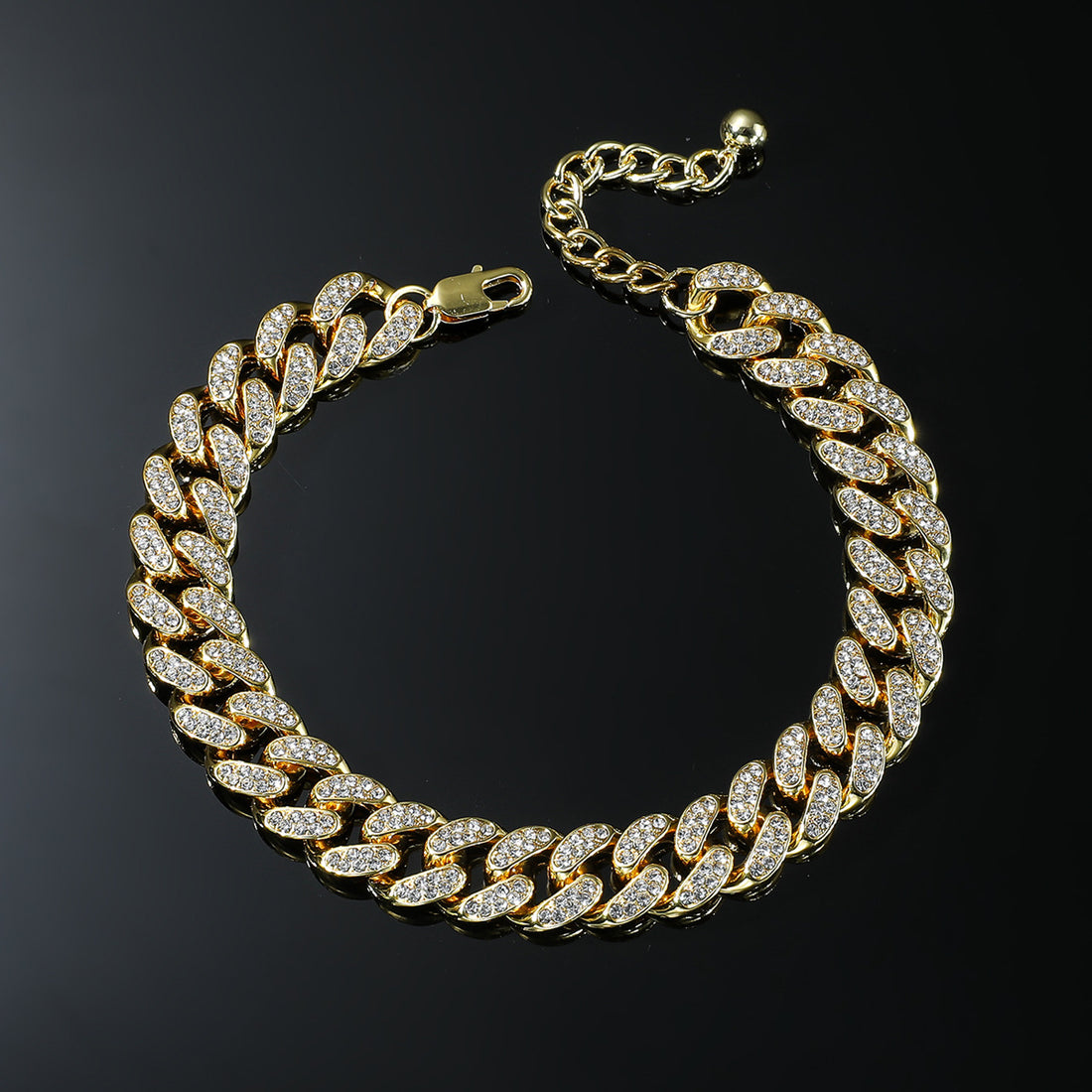 Iced out Cuban chain anklet with rhinestone hip hop design and heavyweight statement style for men