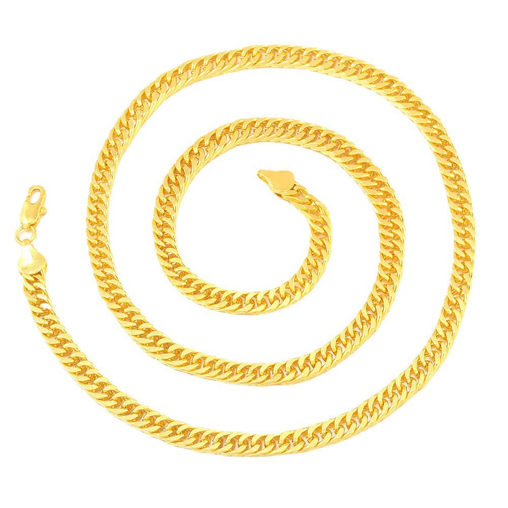 Gold plated water wave chain necklace with mesh texture and bold choker design