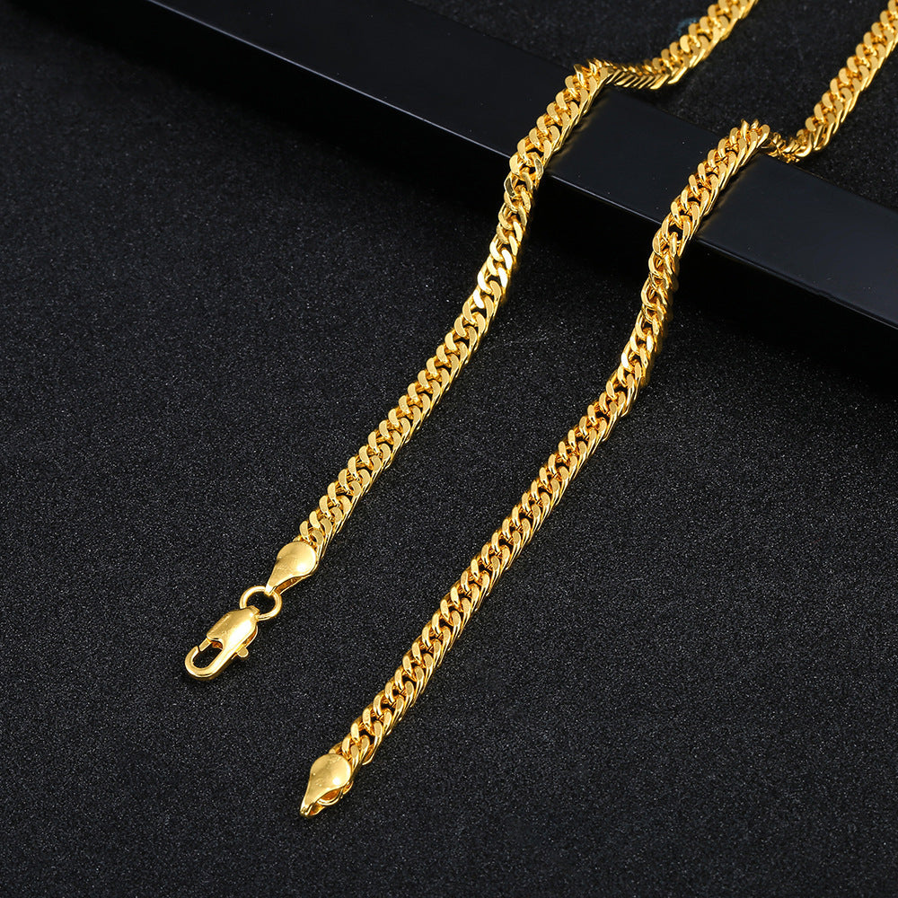 Gold plated water wave chain necklace with mesh texture and bold choker design