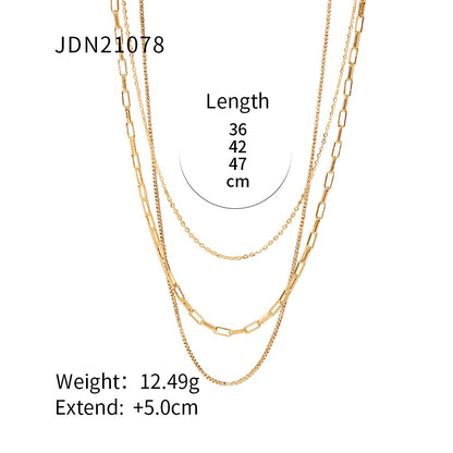 Titanium steel clavicle necklace with geometric pendant and gold-plated minimalist design