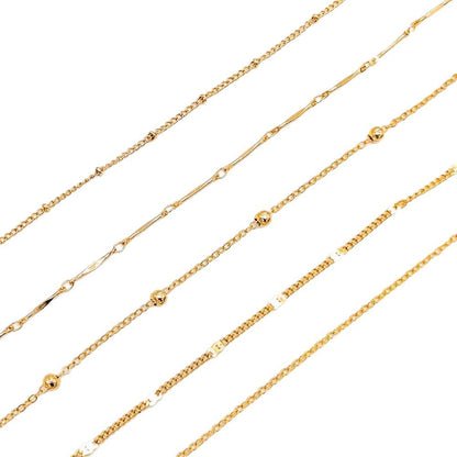 Gold chain anklet set with 5 layered chain styles for beach and minimalist summer fashion