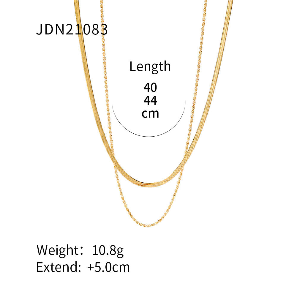 Titanium steel clavicle necklace with geometric pendant and gold-plated minimalist design