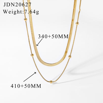 Titanium steel clavicle necklace with geometric pendant and gold-plated minimalist design