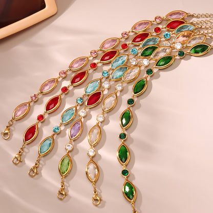 Gold plated Czech glass anklet with faceted sparkling beads for summer beach styling