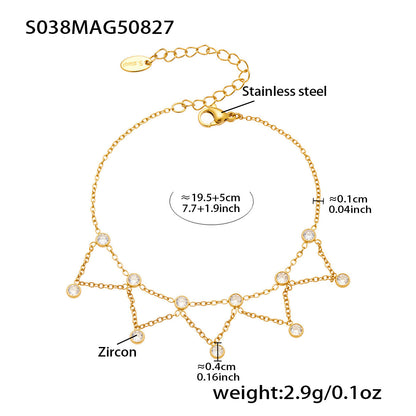Gold plated zircon bracelet set with starburst chain links and sparkling stone accents