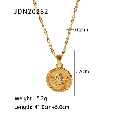 Titanium steel clavicle necklace with geometric pendant and gold-plated minimalist design
