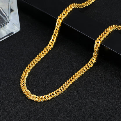 Gold plated water wave chain necklace with mesh texture and bold choker design