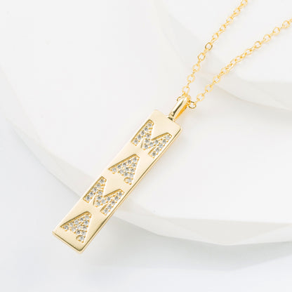 Gold plated initial necklace with zircon letter pendant and adjustable chain for women
